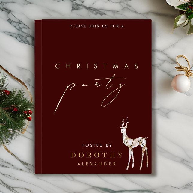 Reindeer Foil Christmas Party Invitation (Creator Uploaded)