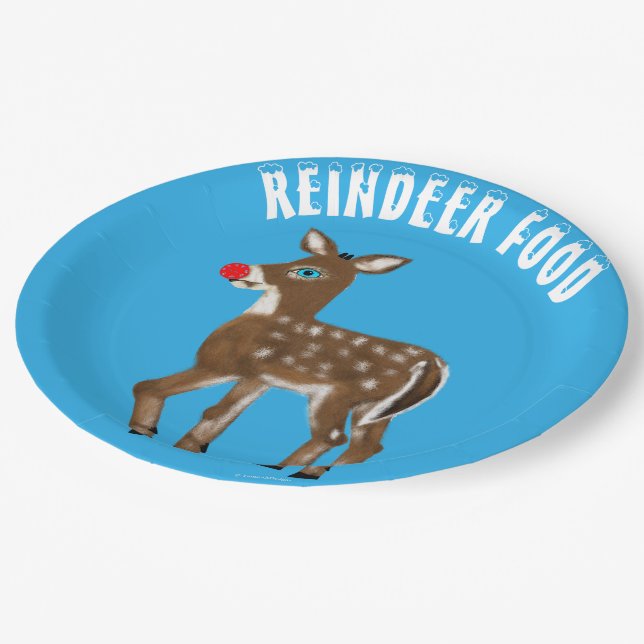 Reindeer Food Blue-eyed Reindeer  Paper Plates (Angled)