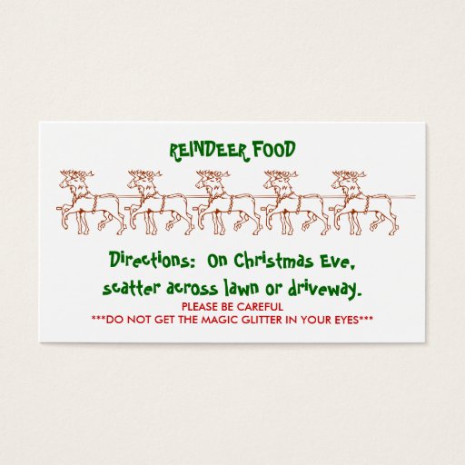 Customizable REINDEER FOOD - Customized 2 Business Card