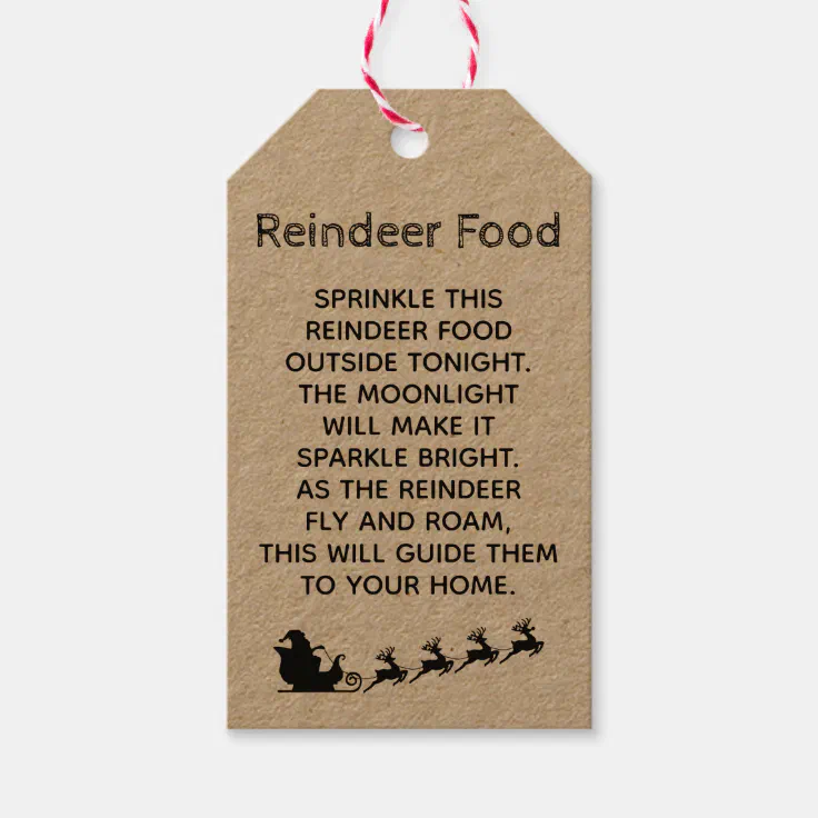 Reindeer Food Gift Tags | Zazzle