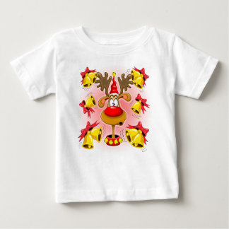 Reindeer Fun Christmas Cartoon with Bells Alarms Baby T-Shirt