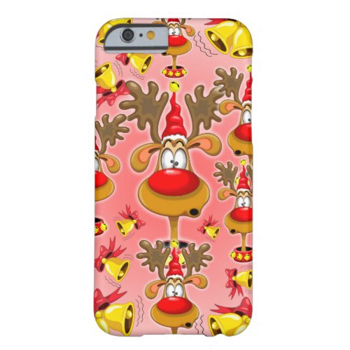 Reindeer Fun Christmas Cartoon with Bells Alarms Barely There iPhone 6 Case