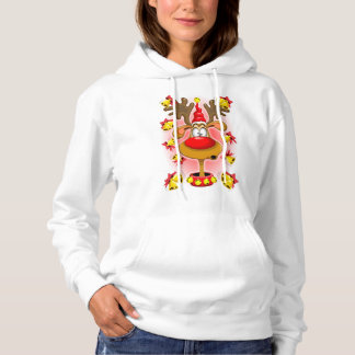 Reindeer Fun Christmas Cartoon with Bells Alarms Hoodie