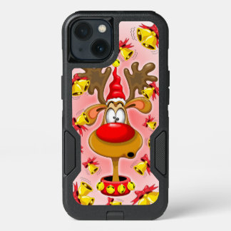 Reindeer Fun Christmas Cartoon with Bells Alarms iPhone 13 Case