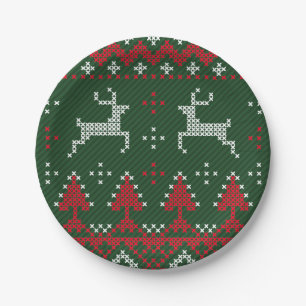 Reindeer Funny Christmas Ugly Sweater Paper Plates