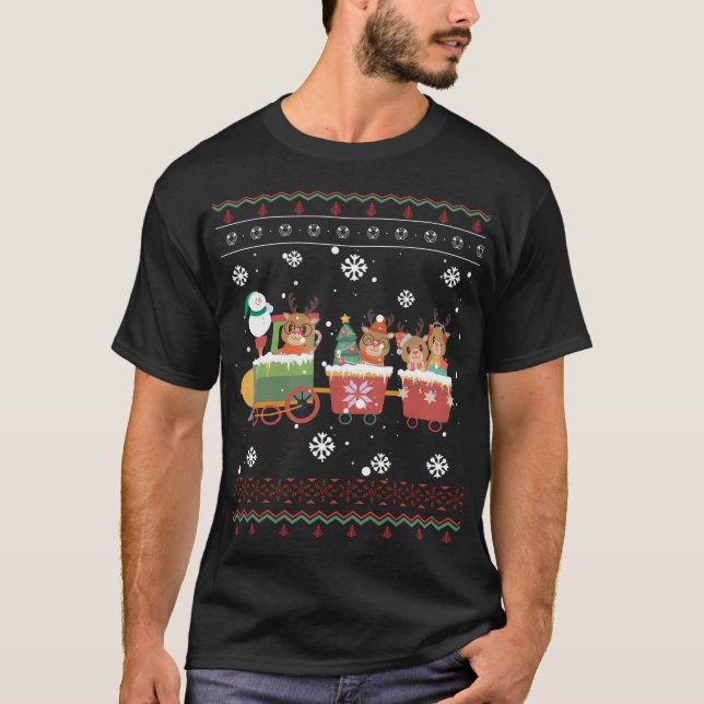 Reindeer Funny Christmas Ugly T-Shirt (Front)