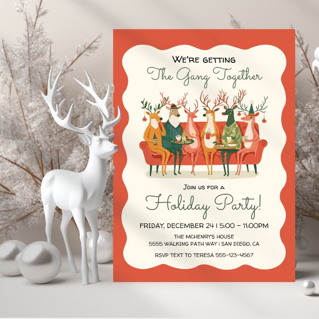 Reindeer funny Office Holiday Party Friendsmas Invitation (Creator Uploaded)