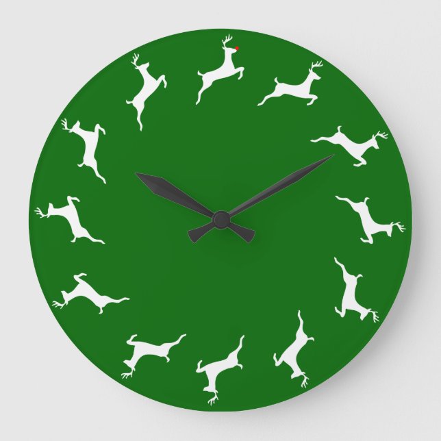 Reindeer Game Time Large Clock (Front)
