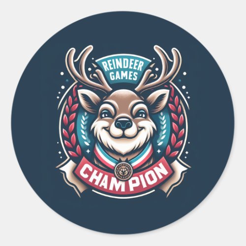 Reindeer Games Champion Classic Round Sticker