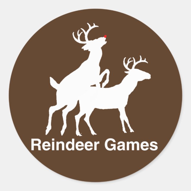 Reindeer Games Classic Round Sticker (Front)