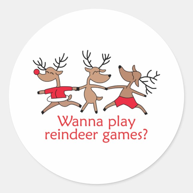 REINDEER GAMES CLASSIC ROUND STICKER (Front)