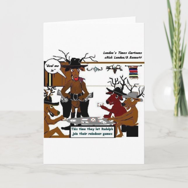 Reindeer Games Funny Christmas Gifts & Tees Holiday Card (Front)