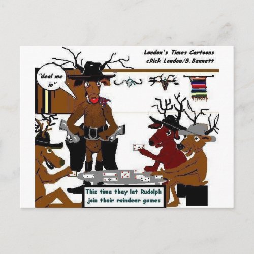 Reindeer Games Funny Christmas Gifts  Tees Holiday Postcard