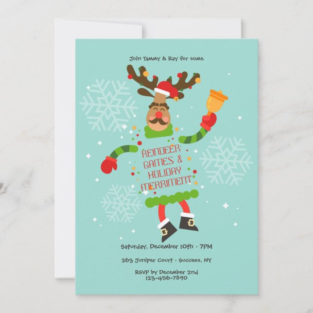 Reindeer Games Holiday Party Invitations (Front)