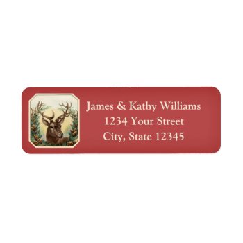 Reindeer & Garland Christmas Return Address Labels by thechristmascardshop at Zazzle