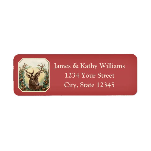 Reindeer & Garland Christmas Return Address Labels (Front)