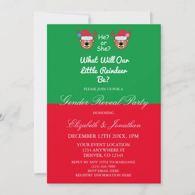 Reindeer Gender Reveal Invitation (Front)