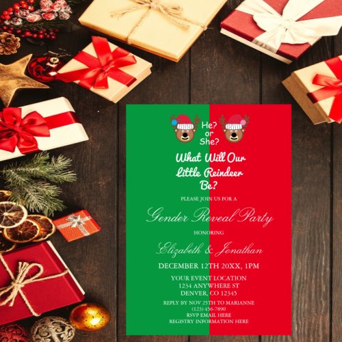 Reindeer Gender Reveal Invitation