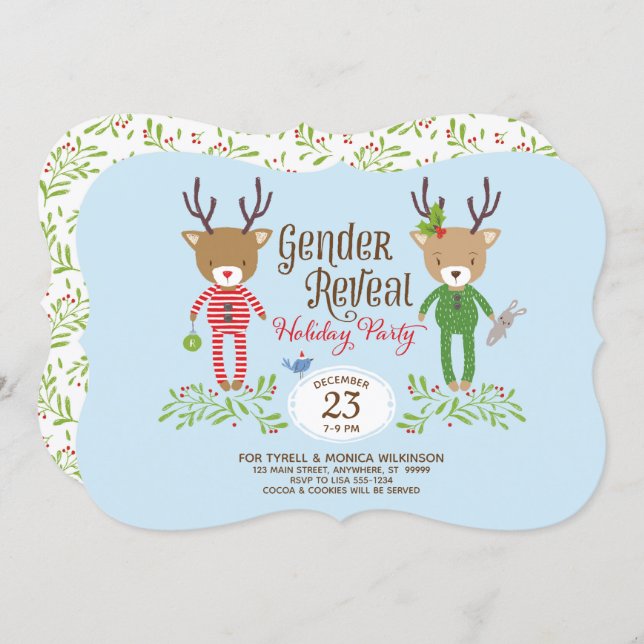 Reindeer Gender Reveal Party Invitation (Front/Back)
