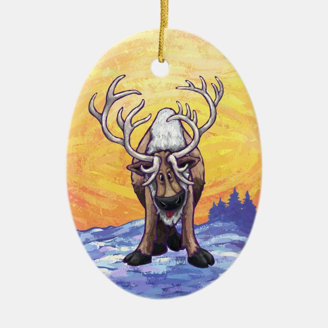 Reindeer Gifts & Accessories Ceramic Ornament (Front)