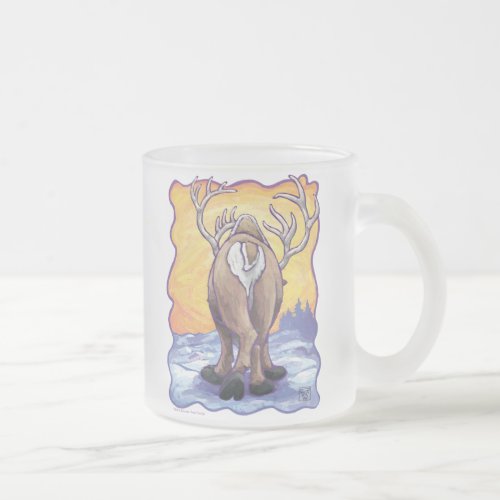 Reindeer Gifts  Accessories Frosted Glass Coffee Mug