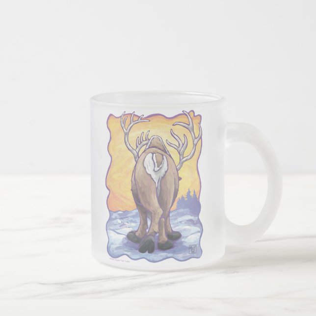 Reindeer Gifts & Accessories Frosted Glass Coffee Mug (Right)
