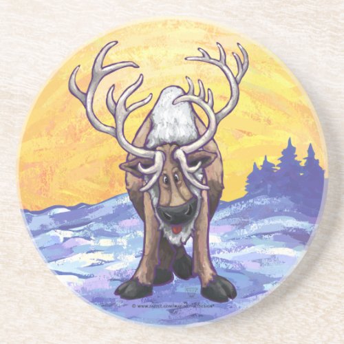 Reindeer Gifts  Accessories Sandstone Coaster