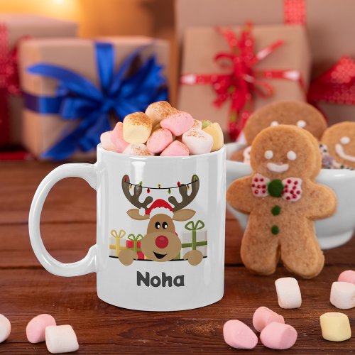 Reindeer Gifts in christmas season with Your Name Coffee Mug
