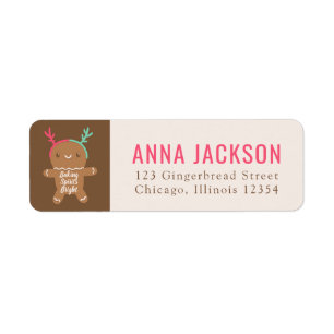 Reindeer Gingerbread man Christmas Return Address Label