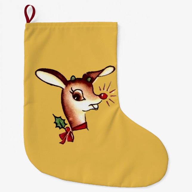 Reindeer Gold Christmas Stocking (Front)