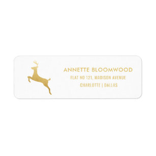 Reindeer   Gold Foil Christmas Typography Label