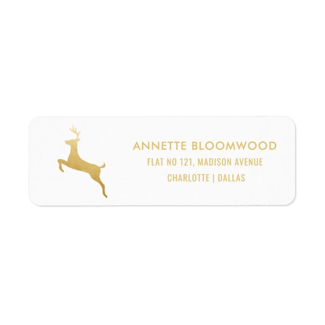 Reindeer | Gold Foil Christmas Typography Label (Front)