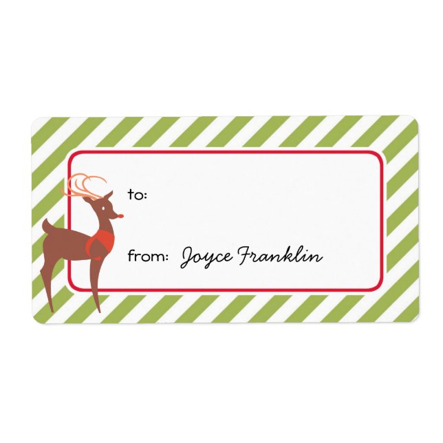 Reindeer green stripes custom to from gift tag (Front)