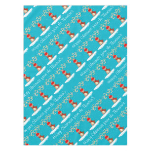 Reindeer Happy Christmas personalized family name Tablecloth