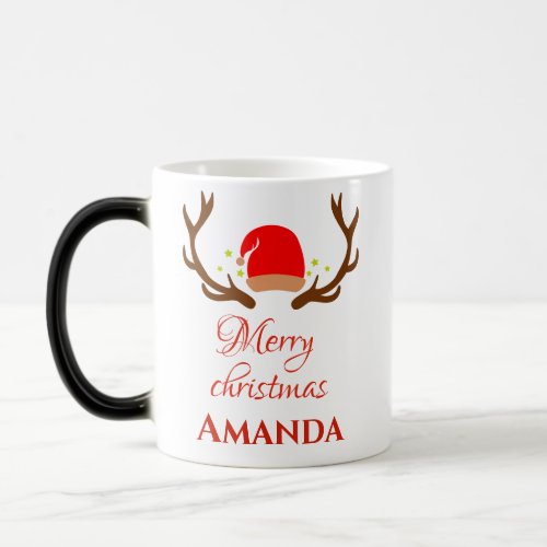 Reindeer hat_ Merry christmas   Magic Mug