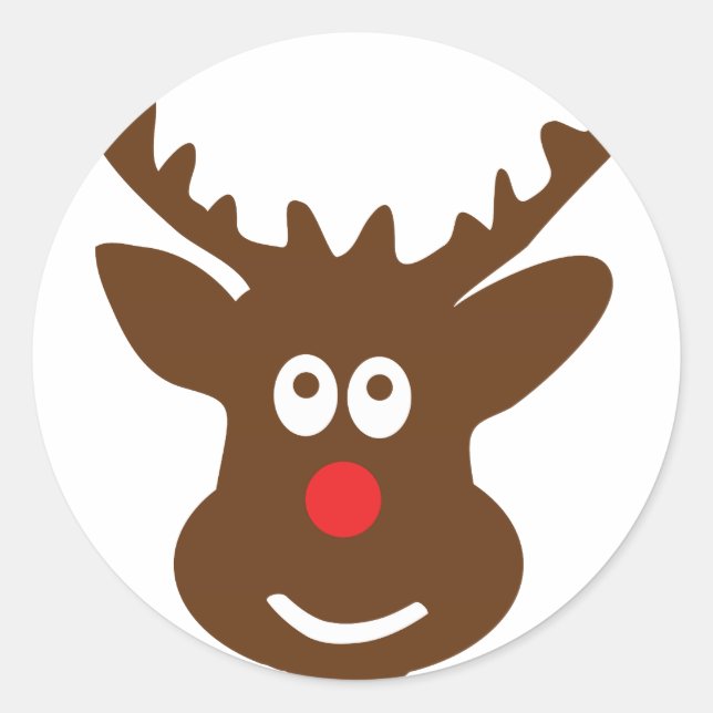 reindeer head antler classic round sticker (Front)