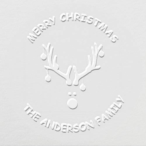 Reindeer head Christmas modern family name Embosser