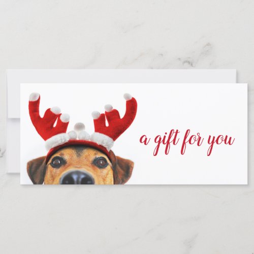Reindeer Headband Cute Fun Dog Christmas Gift Card