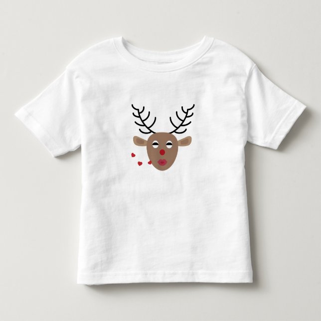 Reindeer Hearts Kisses Festive Christmas Cute Toddler T-shirt (Front)