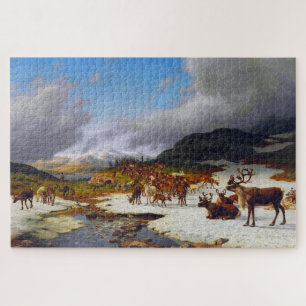 Reindeer Herd in the Mountains North of Røros Jigsaw Puzzle