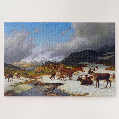 Reindeer Herd in the Mountains North of Rros Jigsaw Puzzle