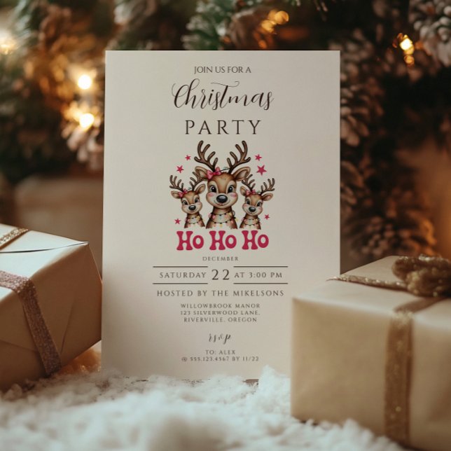 Reindeer Ho Ho Ho Christmas Invitation (Creator Uploaded)