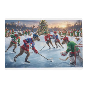 Reindeer Hockey, Laminated Placemat