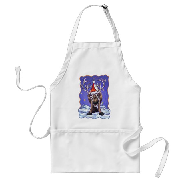 Reindeer Holiday Adult Apron (Front)