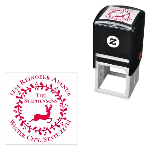 Reindeer Holiday Christmas Address Self_inking Stamp