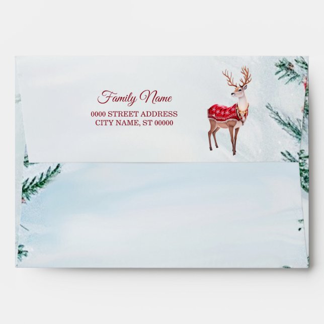 Reindeer Holiday Christmas Envelope (Back (Top Flap))