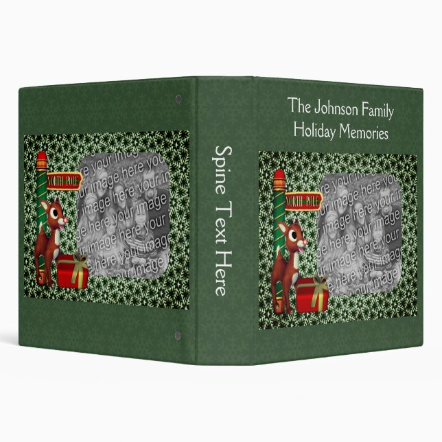 Reindeer Holiday Christmas Peronalized 3 Ring Binder (Background)