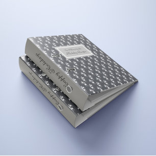 Reindeer Holiday Monogram Grey Recipe Binder