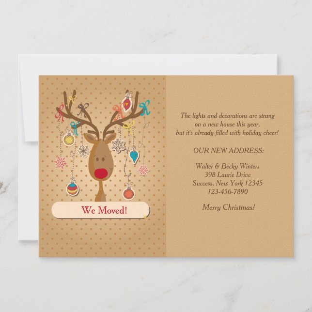 Reindeer Holiday Moving Announcement (Front)