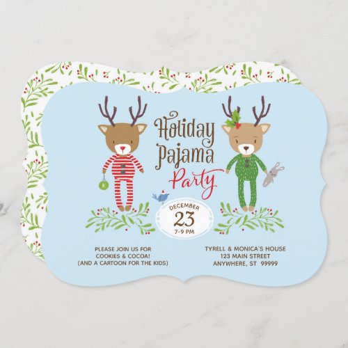 Reindeer Holiday Pajama Party Invitation